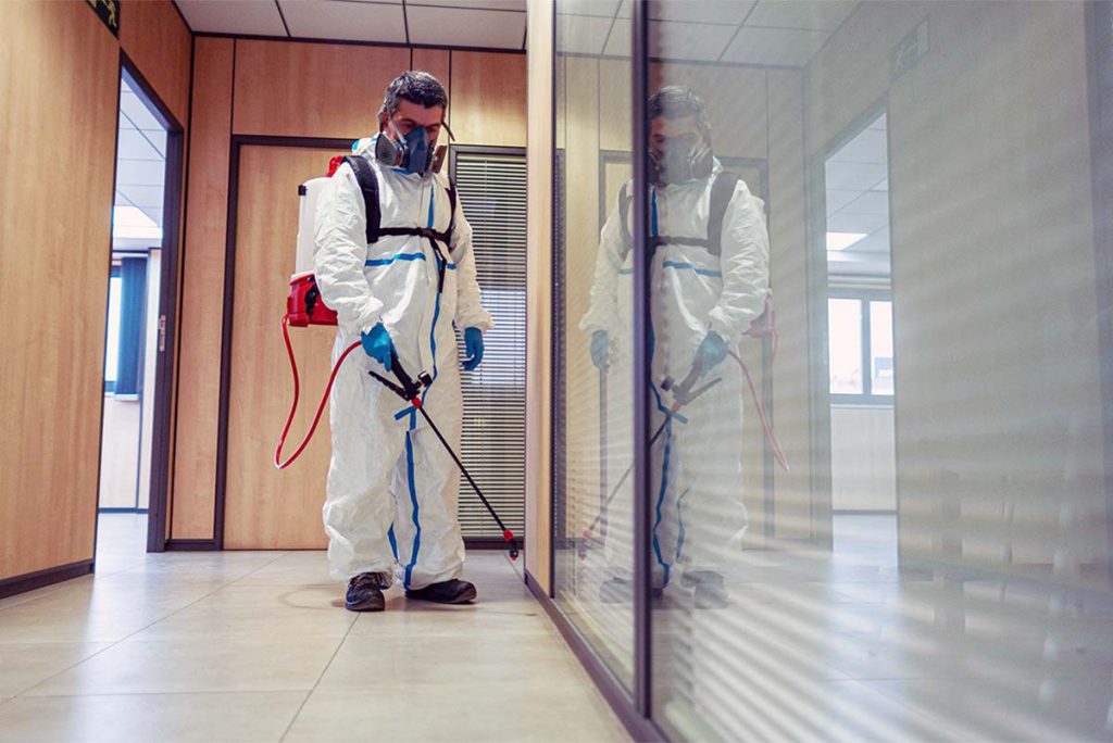 spraying in an office building