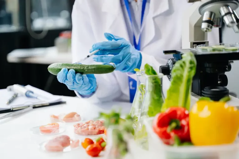 food scientist with vegetables