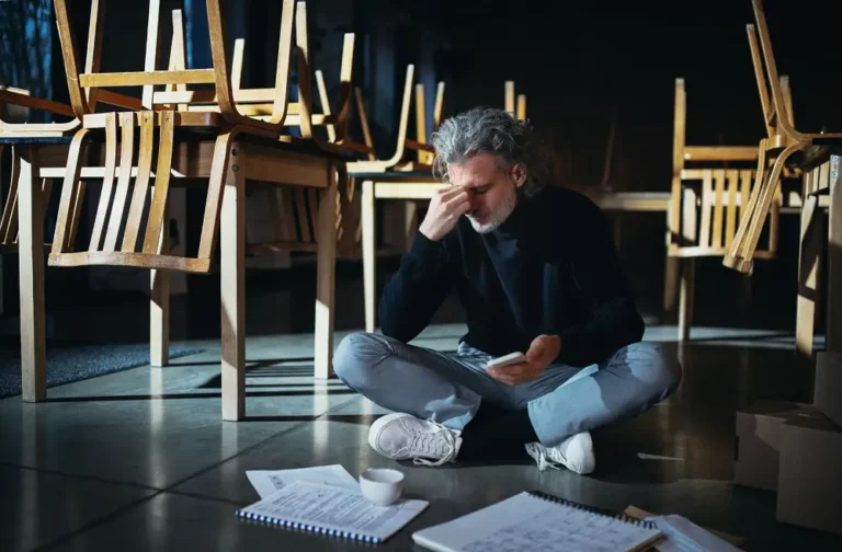 restaurant owner on the floor stressed out